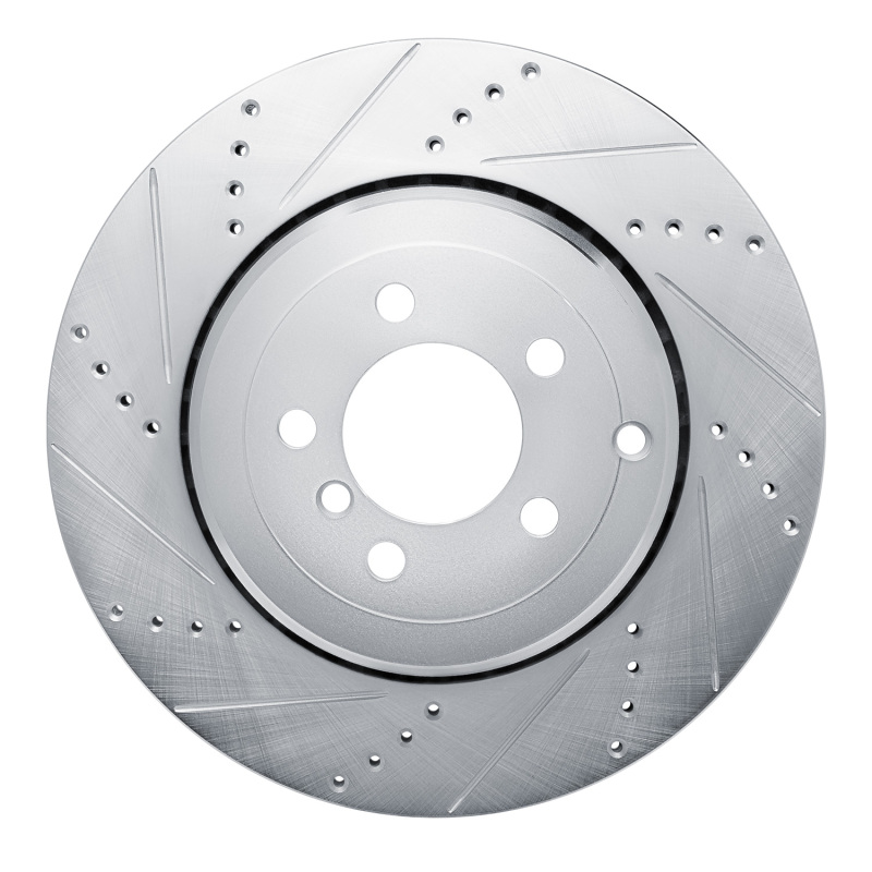 Land Rover Range Rover Brake Rotor (1) - Rear Left - R1 Concepts - Drilled & Slotted - Silver - `10-`12